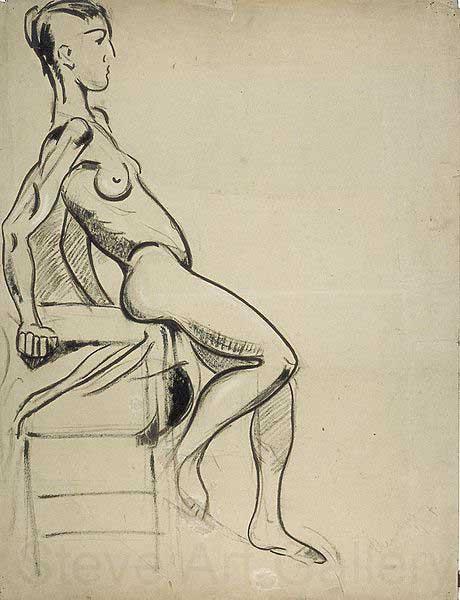 Theo van Doesburg Vrouwelijk naakt op een stoel